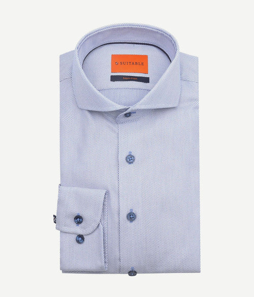 Suitable overhemd jacquard luxe blauw | Slim-fit