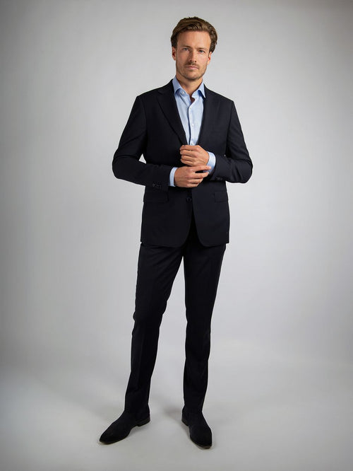 Suitable overhemd jacquard luxe blauw | Slim-fit