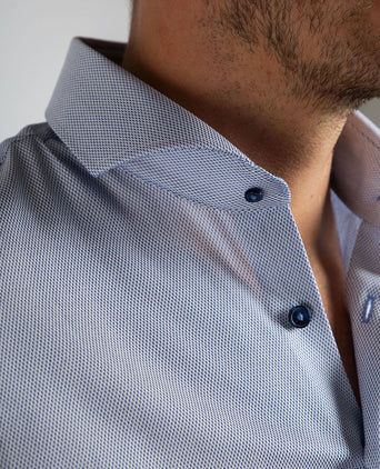Suitable overhemd jacquard luxe blauw | Slim-fit