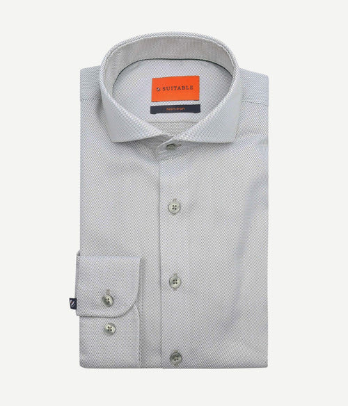 Suitable overhemd jacquard luxe groen | Slim-fit
