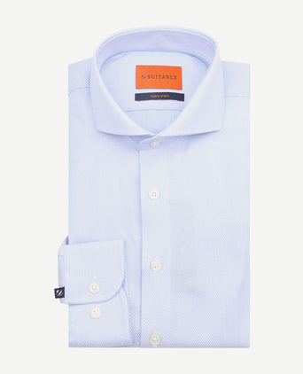 Suitable overhemd jacquard luxe lichtblauw | Slim-fit