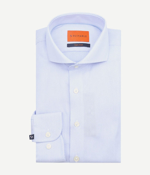 Suitable overhemd jacquard luxe lichtblauw | Slim-fit