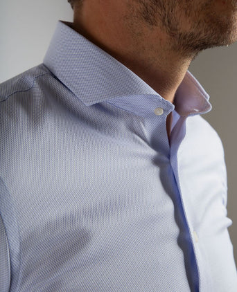 Suitable overhemd jacquard luxe lichtblauw | Slim-fit