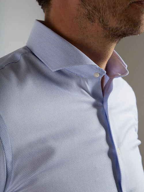 Suitable overhemd jacquard luxe lichtblauw | Slim-fit