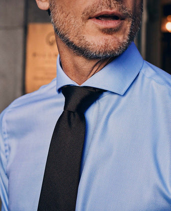 Suitable overhemd knitted piqué lichtblauw | Slim-fit