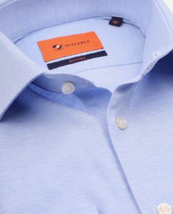 Suitable overhemd knitted piqué lichtblauw | Slim-fit
