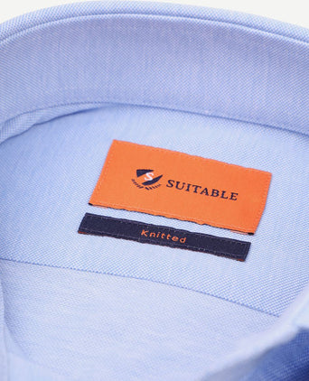 Suitable overhemd knitted piqué lichtblauw | Slim-fit