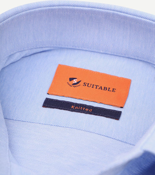 Suitable overhemd knitted piqué lichtblauw | Slim-fit
