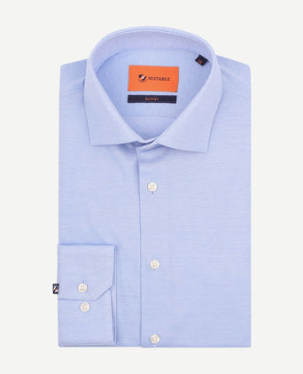 Suitable overhemd knitted piqué lichtblauw | Slim-fit