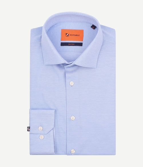 Suitable overhemd knitted piqué lichtblauw | Slim-fit