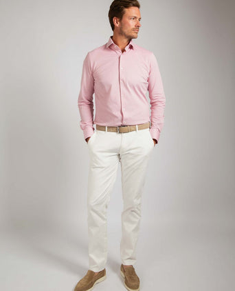 Suitable overhemd knitted pique roze | Slim-fit