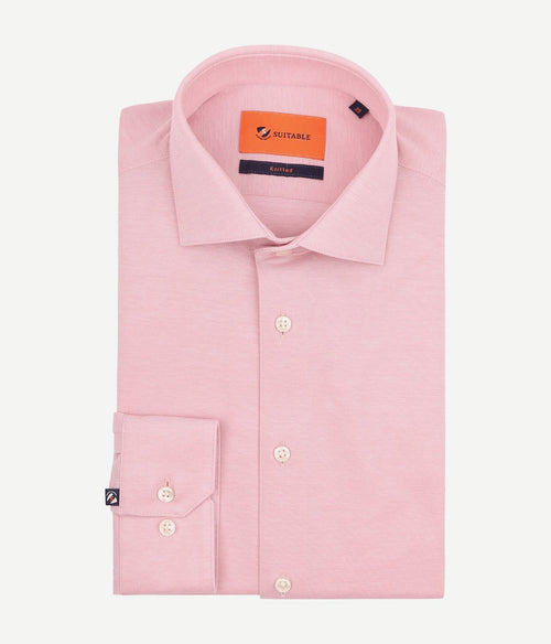 Suitable overhemd knitted pique roze | Slim-fit