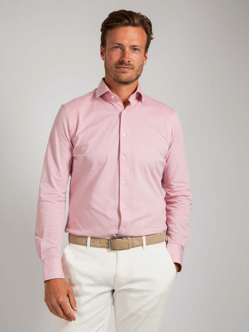 Suitable overhemd knitted pique roze | Slim-fit