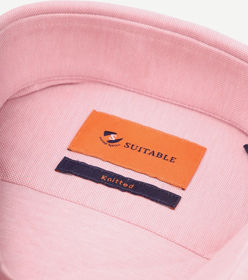 Suitable overhemd knitted pique roze | Slim-fit