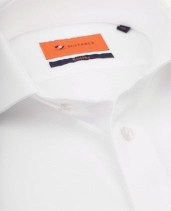 Suitable overhemd knitted piqué wit | Slim-fit