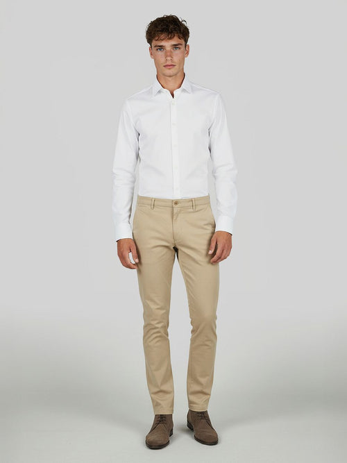 Suitable overhemd knitted piqué wit | Slim-fit