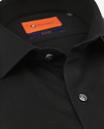 Suitable overhemd knitted pique zwart | Slim-fit