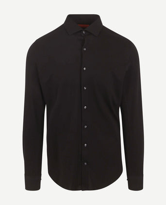 Suitable overhemd knitted pique zwart | Slim-fit