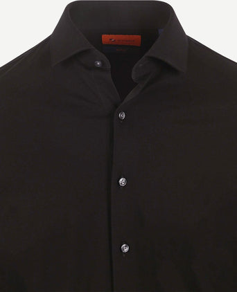 Suitable overhemd knitted pique zwart | Slim-fit