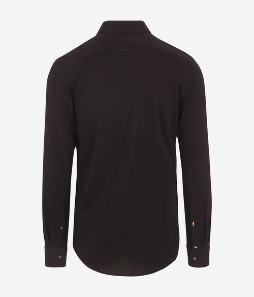 Suitable overhemd knitted pique zwart | Slim-fit
