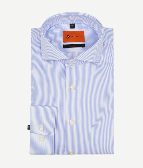 Suitable overhemd lichtblauw streep | Slim-fit