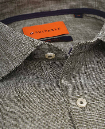 Suitable overhemd linnen groen | Slim-fit