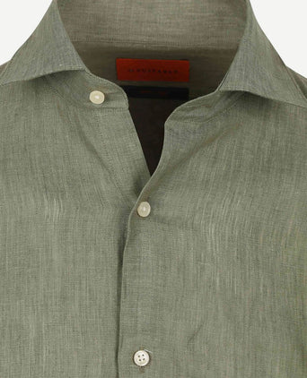 Suitable overhemd linnen groen