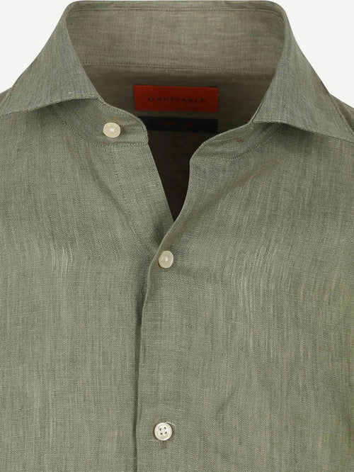 Suitable overhemd linnen groen