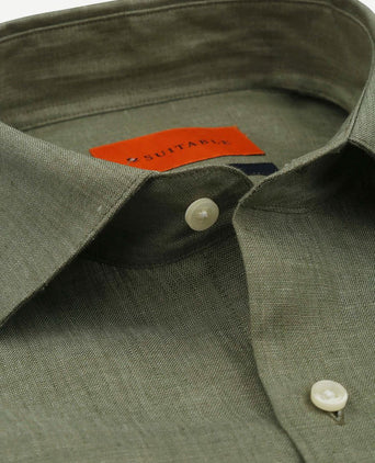 Suitable overhemd linnen groen