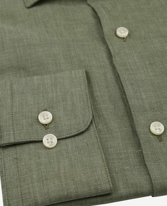Suitable overhemd linnen groen