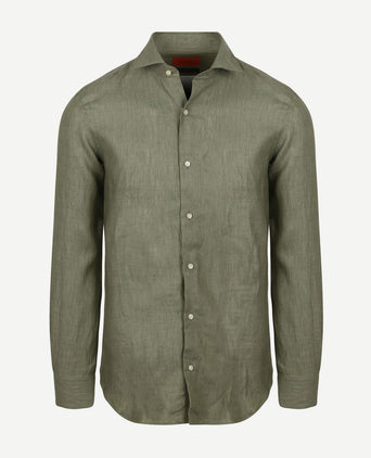 Suitable overhemd linnen groen