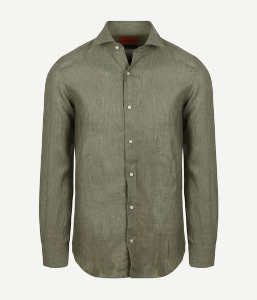 Suitable overhemd linnen groen