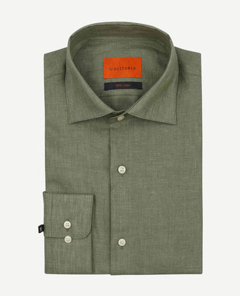 Suitable overhemd linnen groen