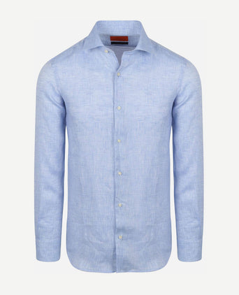 Suitable overhemd linnen lichtblauw