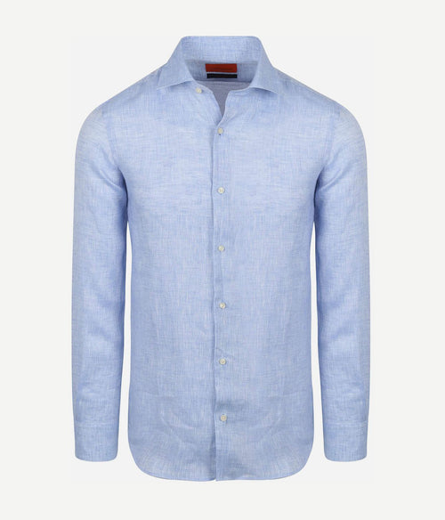 Suitable overhemd linnen lichtblauw