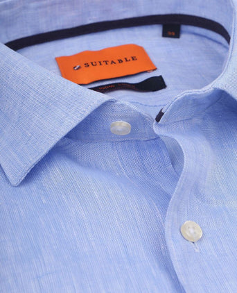 Suitable overhemd linnen lichtblauw | Slim-fit