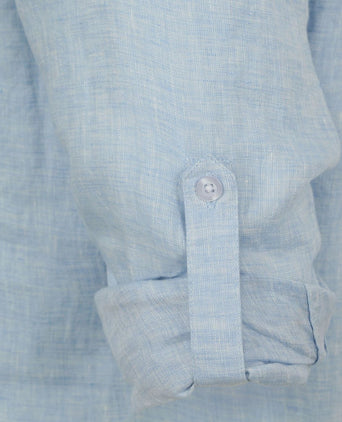 Suitable overhemd linnen lichtblauw