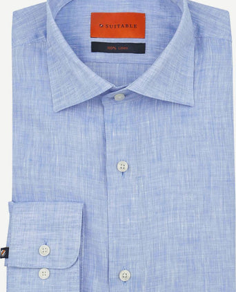 Suitable overhemd linnen lichtblauw