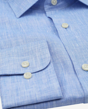Suitable overhemd linnen lichtblauw