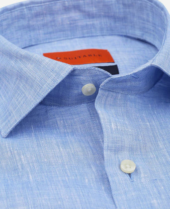 Suitable overhemd linnen lichtblauw