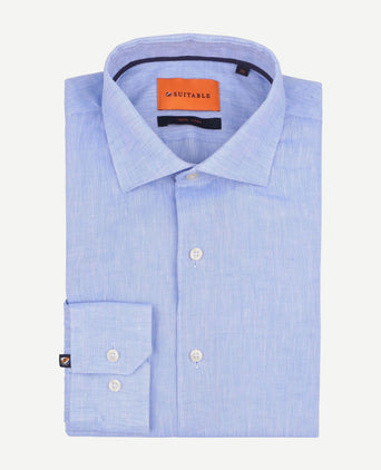 Suitable overhemd linnen lichtblauw | Slim-fit