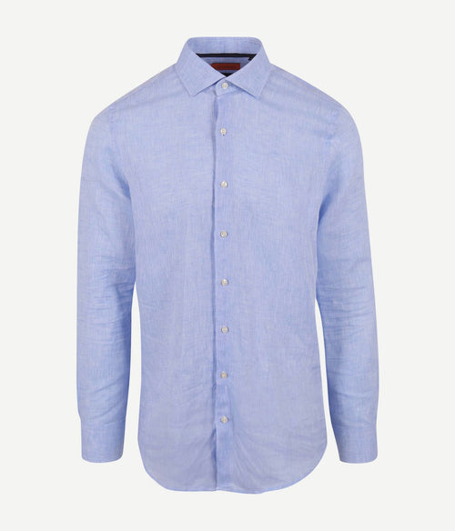 Suitable overhemd linnen lichtblauw | Slim-fit