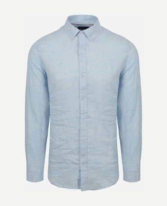 Suitable overhemd linnen lichtblauw