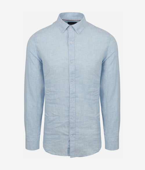 Suitable overhemd linnen lichtblauw