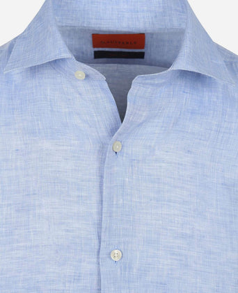 Suitable overhemd linnen lichtblauw