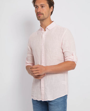 Suitable overhemd linnen lichtroze | Regular-fit