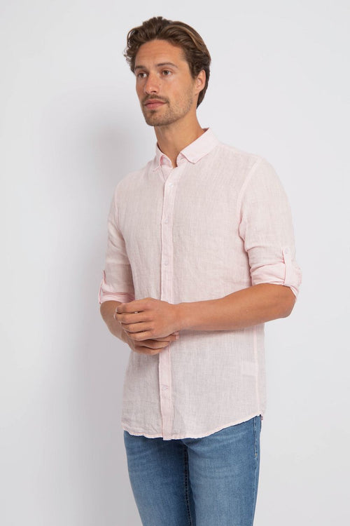 Suitable overhemd linnen lichtroze | Regular-fit