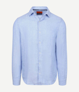 Overhemd linnen mid blue Overhemd linnen mid blue