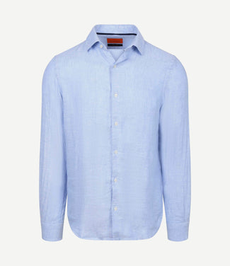 Overhemd linnen mid blue Overhemd linnen mid blue