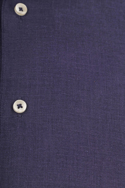 Suitable overhemd linnen donkerblauw | Slim-fit